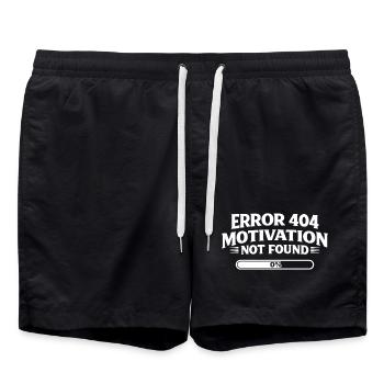 Error 404 Motivation not found Lustiger Spruch - Badeshorts - Schwarz - Vorne - AI Model Male 185 light (185cm)