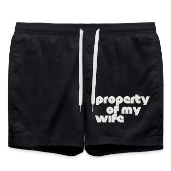 Eigentum meiner Frau - Badeshorts - Schwarz - Vorne - AI Model Male 185 light (185cm)