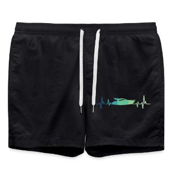Motorboot Heartbeat Yachtkapitän - Badeshorts - Schwarz - Vorne - AI Model Male 185 light (185cm)
