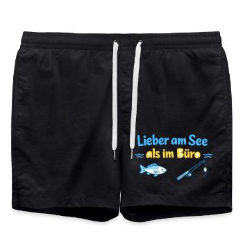 Lieber am See als im Büro - Badeshorts - Schwarz - Vorne - AI Model Male 185 light (185cm)