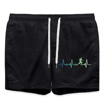 Fußball-Heartbeat-Fußballer - Badeshorts - Schwarz - Vorne - AI Model Male 185 light (185cm)