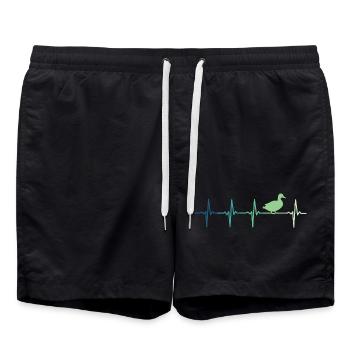 duck ducks beating - Swim Trunks - black - Front - AI Model Male 185 light (185cm)