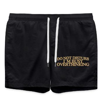 Do not disturb Overthinking Retro Saying Gold - Swim Trunks - black - Front - AI Model Male 185 light (185cm)
