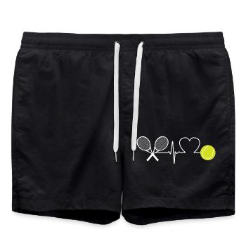 Tennis Herzschlag Tennisspieler - Badeshorts - Schwarz - Vorne - AI Model Male 185 light (185cm)