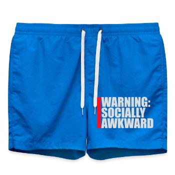 Warning Socially Awkward Funny Social Clumsy - Swim Trunks - cobalt blue - Front