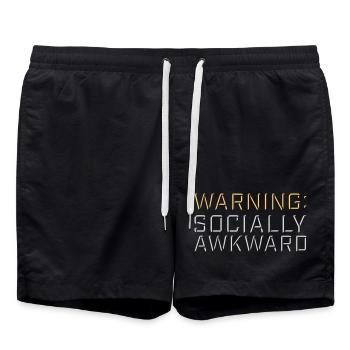 Warning Socially Awkward Funny Social Clumsy - Swim Trunks - black - Front - AI Model Male 185 light (185cm)