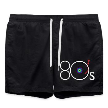 Retro Turntable Arm Rainbow Record Player Art - Badeshorts - Schwarz - Vorne - AI Model Male 185 light (185cm)