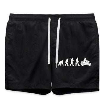 Evolution zum Motorrad - Badeshorts - Schwarz - Vorne - AI Model Male 185 light (185cm)