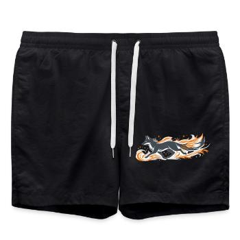 Renard enflammé en vol de feu - Short de bain - noir - Devant - AI Model Male 185 light (185cm)