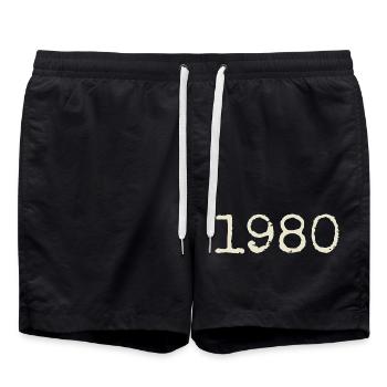 Geburtstagsgeschenk 1980 – Großartig seit 1980 - Badeshorts - Schwarz - Vorne - AI Model Male 185 light (185cm)
