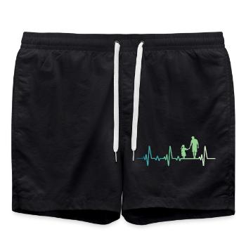 Vater und Tochter, Herzschlag, Vater und Tochter - Badeshorts - Schwarz - Vorne - AI Model Male 185 light (185cm)