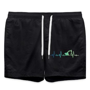 excavator construction site heartbeat excavator - Swim Trunks - black - Front - AI Model Male 185 light (185cm)