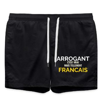 Tellement Français Humour Patriote - Short de bain - noir - Devant - AI Model Male 185 light (185cm)