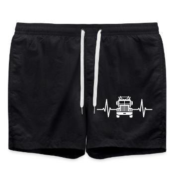 Truck Heartbeat Truck Driver Truck - Swim Trunks - black - Front - AI Model Male 185 light (185cm)