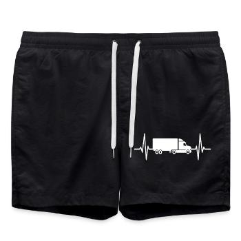 Truck Heartbeat Truck Driver Truck - Swim Trunks - black - Front - AI Model Male 185 light (185cm)