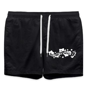 Disassociating Stars Typography (vector) - Swim Trunks - black - Front - AI Model Male 185 light (185cm)