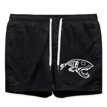 Poisson pêcheur à silhouette minimaliste de piranha - Short de bain - noir - Devant - AI Model Male 185 light (185cm)