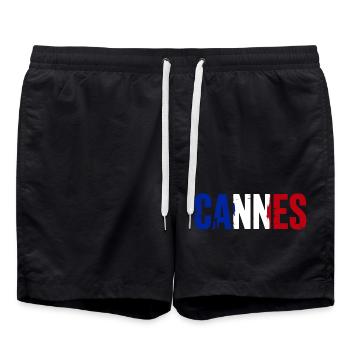 Cannes, France - Short de bain - noir - Devant - AI Model Male 185 light (185cm)