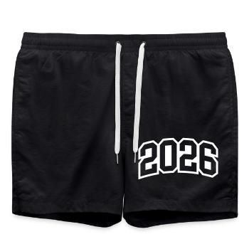 2026 Jahr - Badeshorts - Schwarz - Vorne - AI Model Male 185 light (185cm)