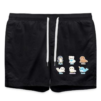 Kuschelige Arktis-Tierwelt - Badeshorts - Schwarz - Vorne - AI Model Male 185 light (185cm)