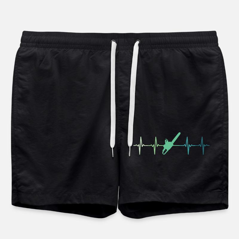 Lumberjack heartbeat chainsawed - Swim Trunks - black