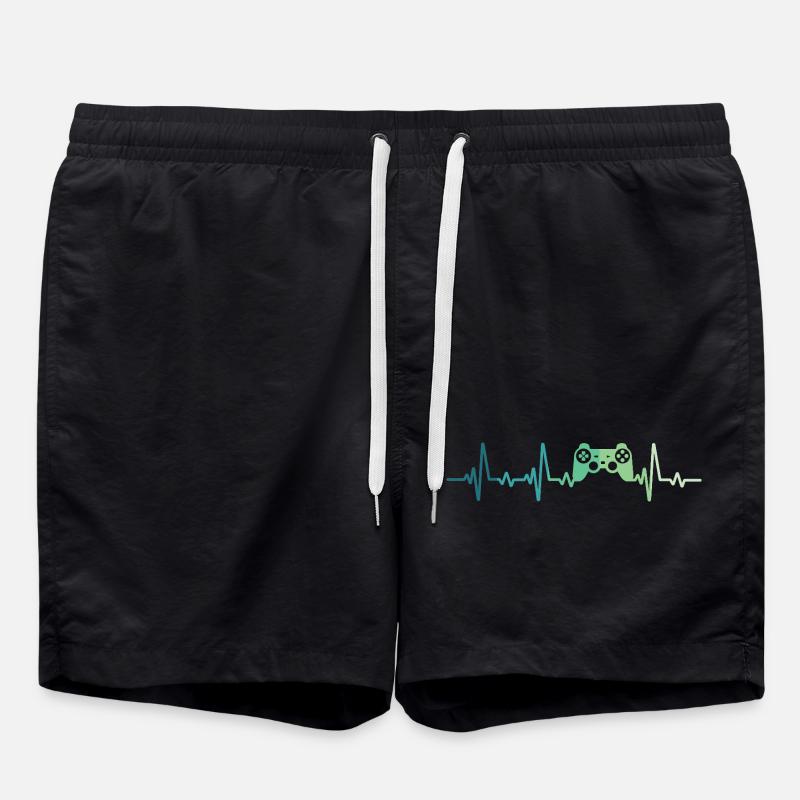 console controller heartbeat Gamer - Swim Trunks - black
