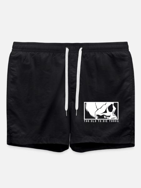 TOO OLD TO DIE YOUNG Skull Skeleton Rocker - Swim Trunks - black