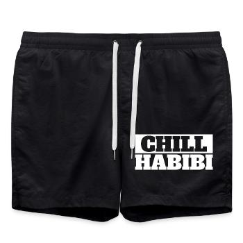 Chill Habibi Lustiges arabisches Freund-Design Bedeutung Chil - Badeshorts - Schwarz - Vorne - AI Model Male 185 light (185cm)