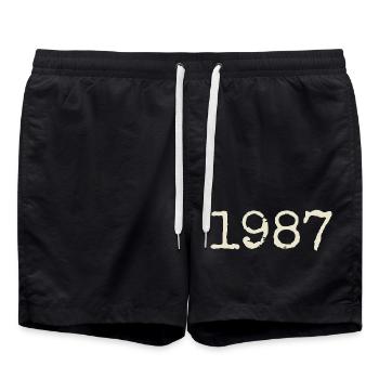 Cadeau Anniversaire 1987 - Génial depuis 1987 - Short de bain - noir - Devant - AI Model Male 185 light (185cm)