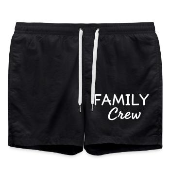 Family Crew Familien Outfit Familie Statement - Badeshorts - Schwarz - Vorne - AI Model Male 185 light (185cm)