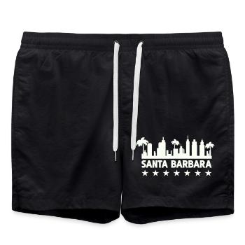 Santa Barbara Küsten Skyline  - Badeshorts - Schwarz - Vorne - AI Model Male 185 light (185cm)
