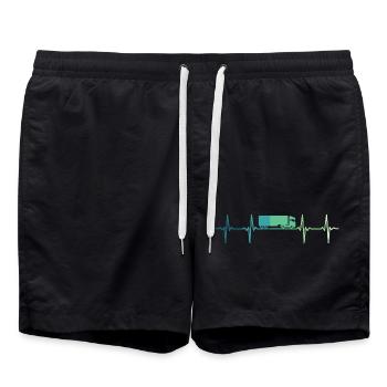 Truck Heartbeat Truck Fahrer Geschenk - Badeshorts - Schwarz - Vorne - AI Model Male 185 light (185cm)