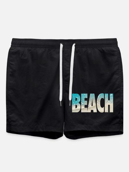 Tropical BEACH Ocean Text Vibe - Swim Trunks - black