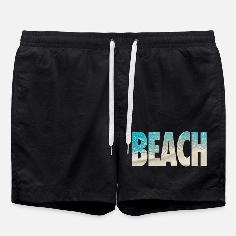 Tropical BEACH Ocean Text Vibe - Swim Trunks - black
