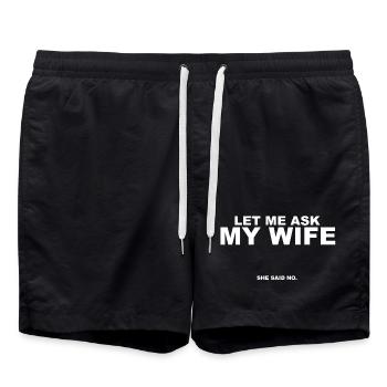 Demande-lui : Ma femme a dit non - Short de bain - noir - Devant - AI Model Male 185 light (185cm)
