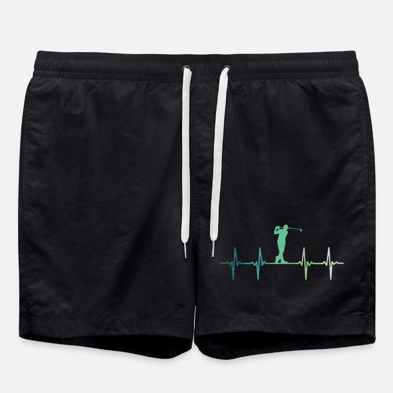 Golf Heartbeat Golfer Golfgeschenk - Badeshorts - Schwarz