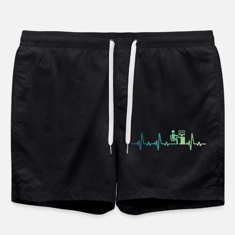 Heartbeat Programmer Developer - Swim Trunks - black