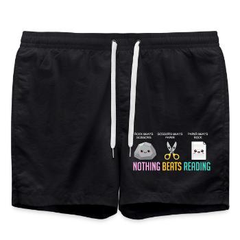 Nothing Beats Reading Book Rock Paper Scissor - Swim Trunks - black - Front - AI Model Male 185 light (185cm)