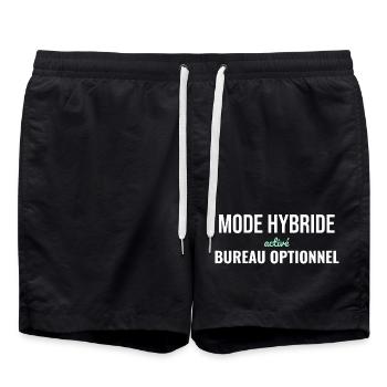 Mode Hybride — Télétravail Assumé - Short de bain - noir - Devant - AI Model Male 185 light (185cm)