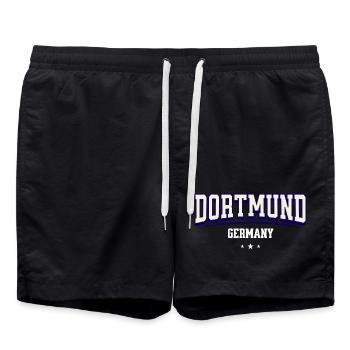 Dortmund Shirt for Germany Fans - Swim Trunks - black - Front - AI Model Male 185 light (185cm)