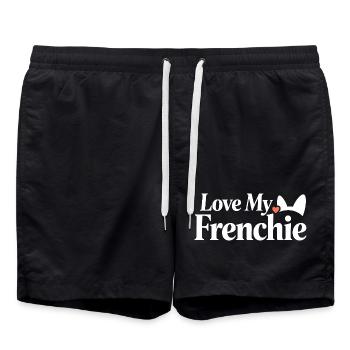 Love My Frenchie Heart Dog Lover - Swim Trunks - black - Front - AI Model Male 185 light (185cm)