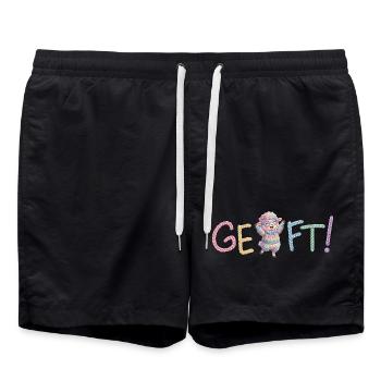 Geschafft! Schaf - Badeshorts - Schwarz - Vorne - AI Model Male 185 light (185cm)