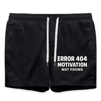 Error 404 Motivation not found Lustiger Spruch - Badeshorts - Schwarz - Vorne - AI Model Male 185 light (185cm)