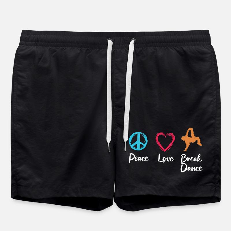 Peace Love Breakdance - Swim Trunks - black