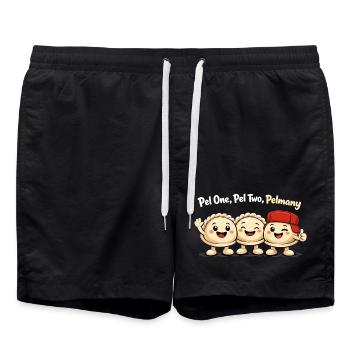Pel un, pel deux, pelmany – Amis pelmeni - Short de bain - noir - Devant - AI Model Male 185 light (185cm)