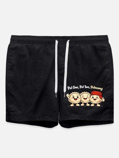 Pel One, Pel Two, Pelmany – Pelmeni Friends - Swim Trunks - black