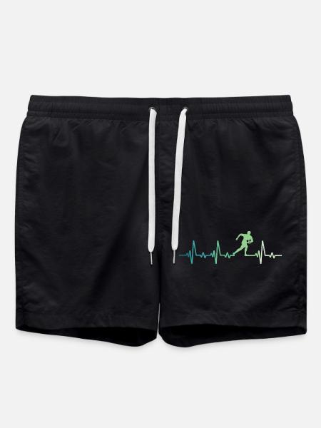 Rugby Heartbeat Rugby Player Gift - Swim Trunks - black
