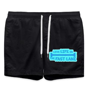 Life In The Fast Lane Float Funny Pool Saying - Swim Trunks - black - Front - AI Model Male 185 light (185cm)