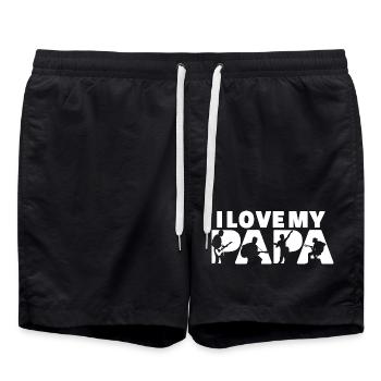 Ich liebe meine Papa-Gitarristen-Musiker-Silhouette - Badeshorts - Schwarz - Vorne - AI Model Male 185 light (185cm)