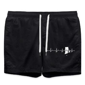 Slogan de voyage minimaliste Rhode Island Heart Love - Short de bain - noir - Devant - AI Model Male 185 light (185cm)